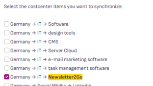 Screenshot Cost Center synchronisieren